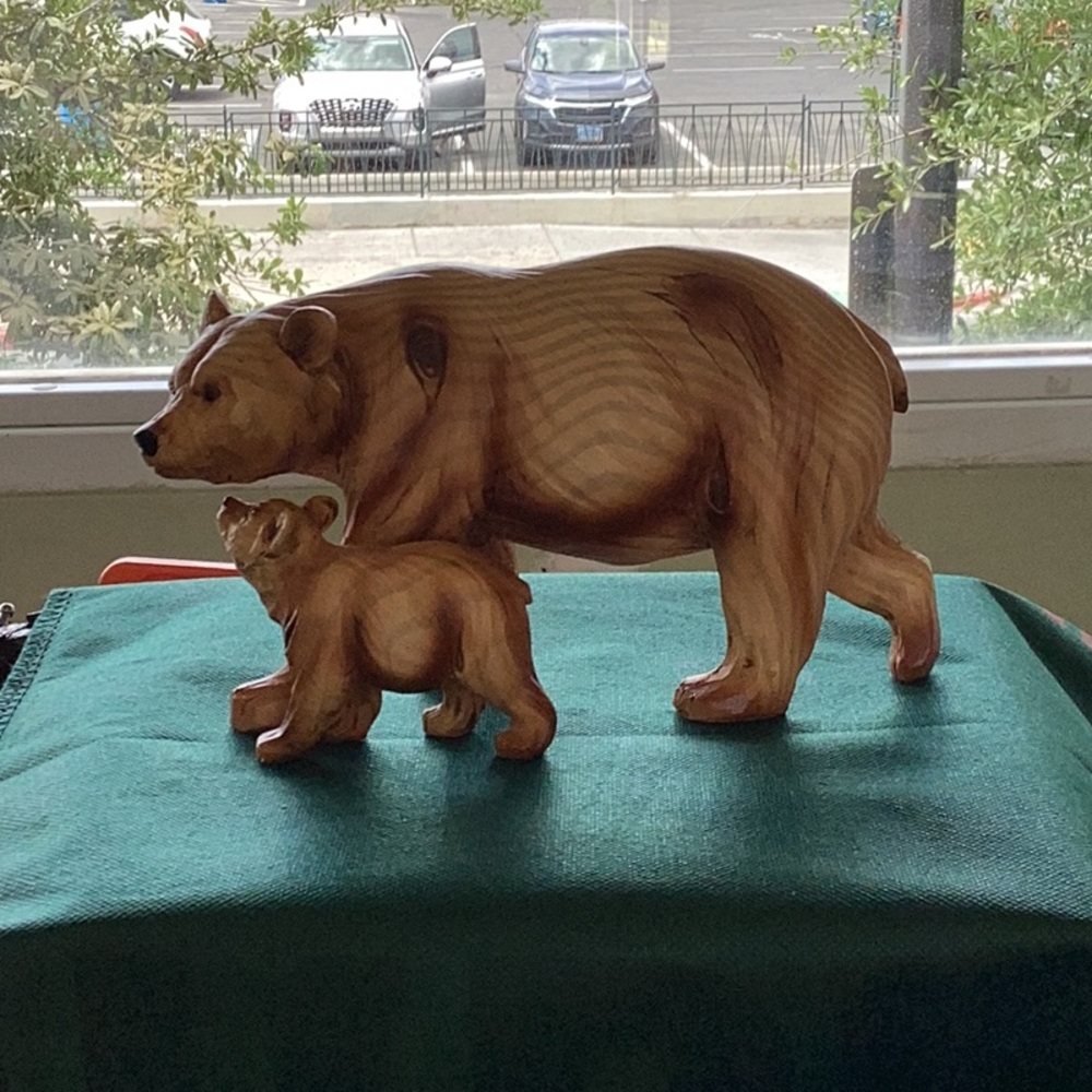 Mama bear with her cub